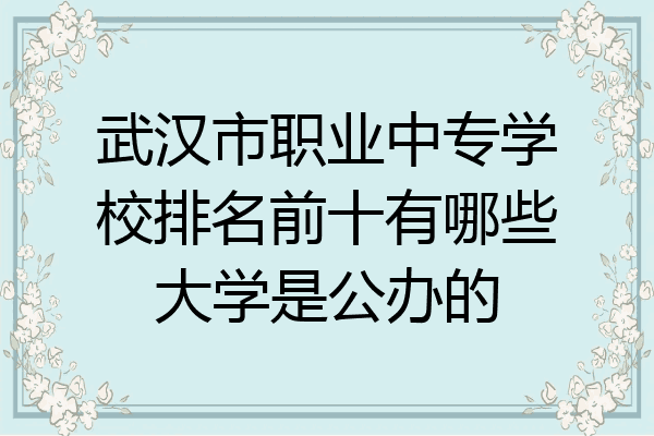 武汉市职业中专学校排名前十有哪些大学是公办的