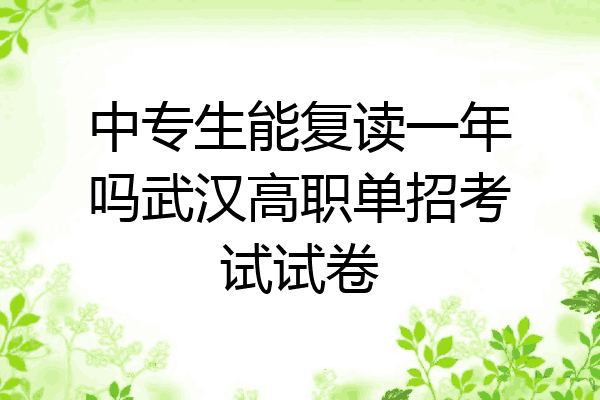 中专生能复读一年吗武汉高职单招考试试卷