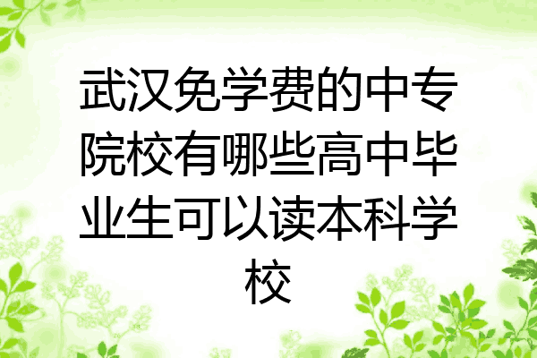 武汉免学费的中专院校有哪些高中毕业生可以读本科学校