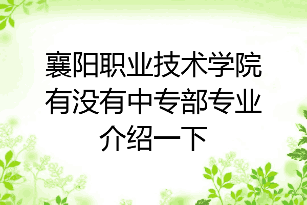 襄阳职业技术学院有没有中专部专业介绍一下