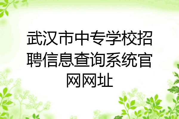 武汉市中专学校招聘信息查询系统官网网址