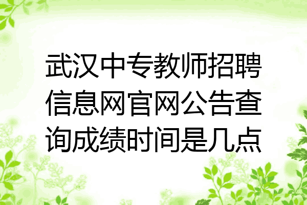 武汉中专教师招聘信息网官网公告查询成绩时间是几点