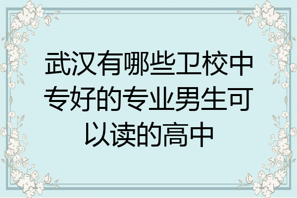 武汉有哪些卫校中专好的专业男生可以读的高中