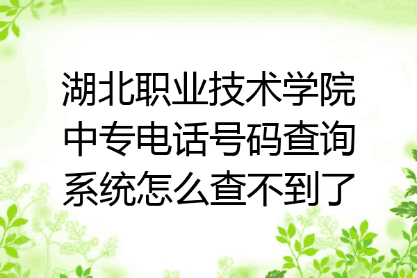湖北职业技术学院中专电话号码查询系统怎么查不到了