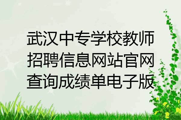 武汉中专学校教师招聘信息网站官网查询成绩单电子版