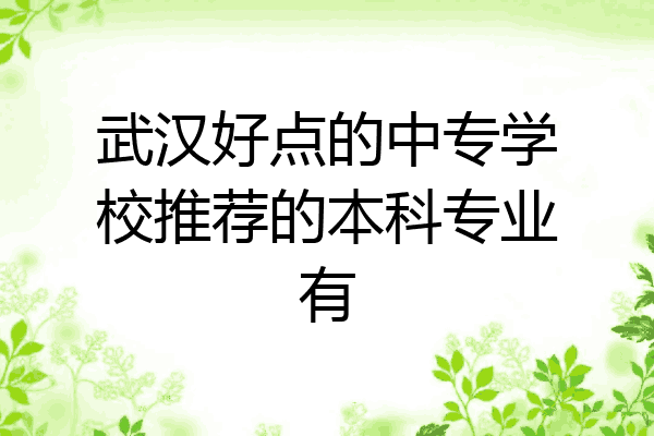 武汉好点的中专学校推荐的本科专业有
