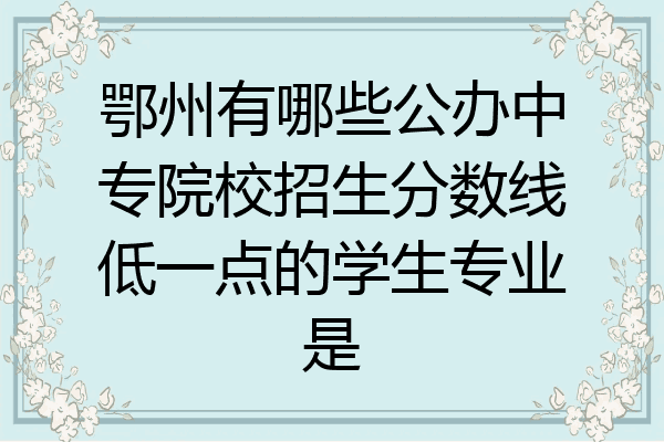 鄂州有哪些公办中专院校招生分数线低一点的学生专业是
