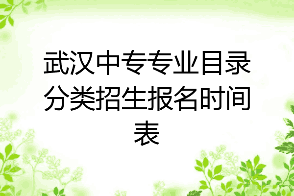武汉中专专业目录分类招生报名时间表
