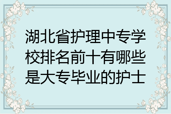 湖北省护理中专学校排名前十有哪些是大专毕业的护士