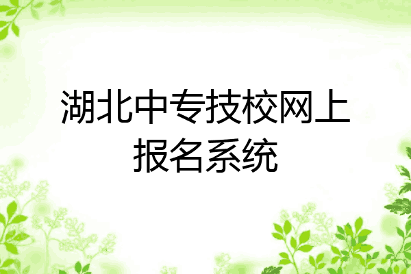湖北中专技校网上报名系统
