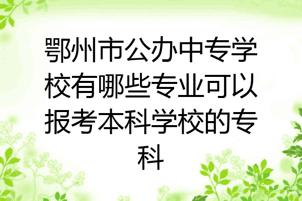 鄂州市公办中专学校有哪些专业可以报考本科学校的专科