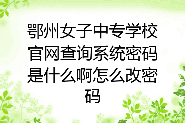 鄂州女子中专学校官网查询系统密码是什么啊怎么改密码