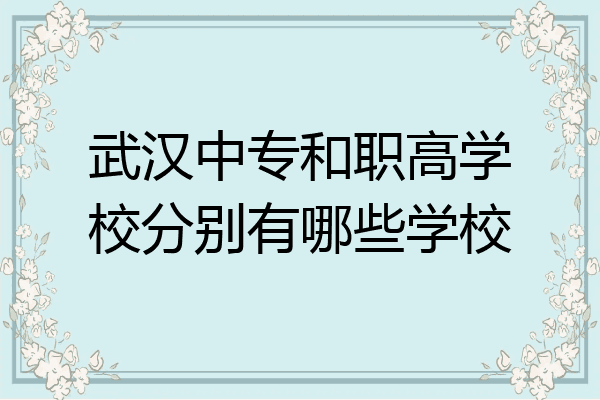 武汉中专和职高学校分别有哪些学校