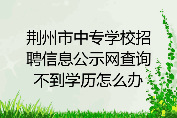 荆州市中专学校招聘信息公示网查询不到学历怎么办