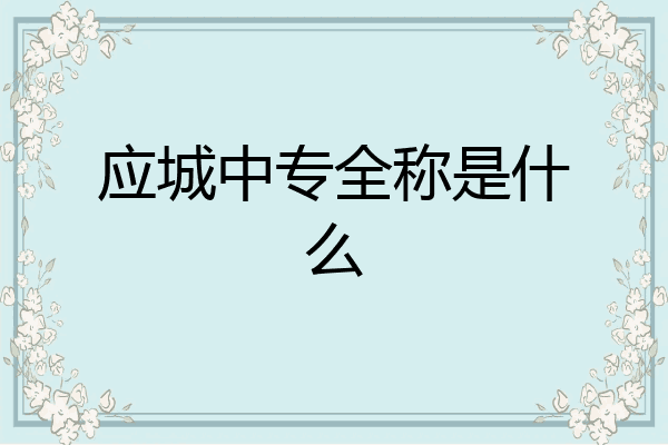 应城中专全称是什么