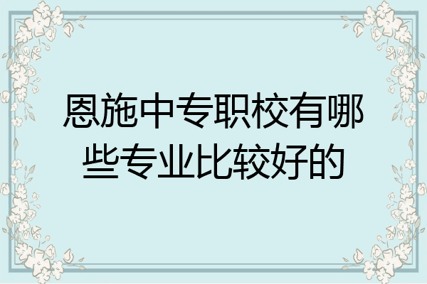 恩施中专职校有哪些专业比较好的