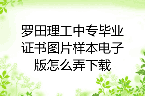 罗田理工中专毕业证书图片样本电子版怎么弄下载