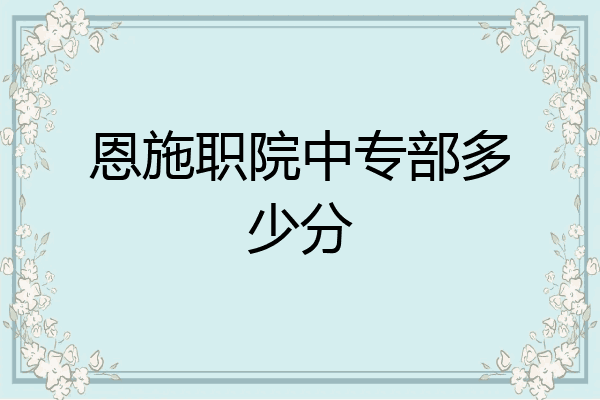 恩施职院中专部多少分