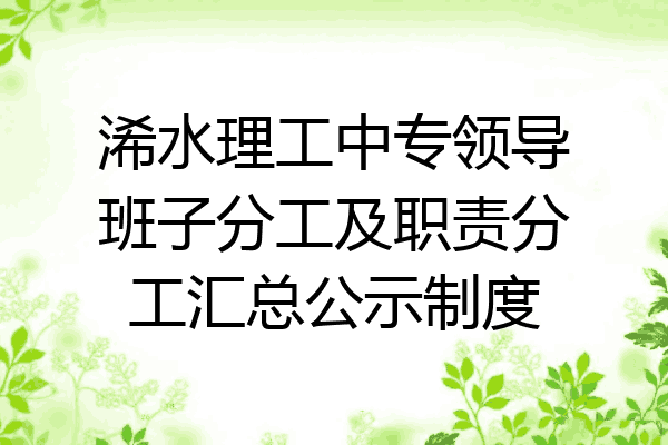 浠水理工中专领导班子分工及职责分工汇总公示制度