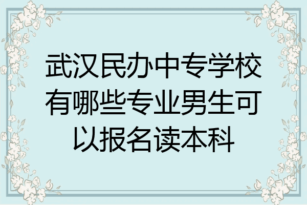 武汉民办中专学校有哪些专业男生可以报名读本科