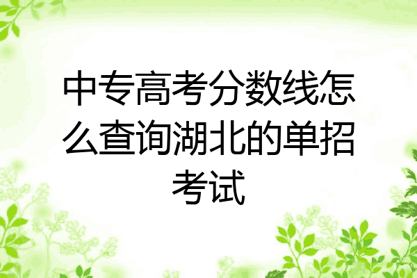 中专高考分数线怎么查询湖北的单招考试