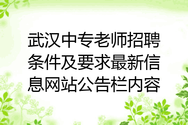 武汉中专老师招聘条件及要求最新信息网站公告栏内容