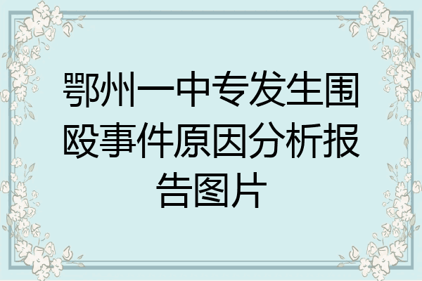 鄂州一中专发生围殴事件原因分析报告图片