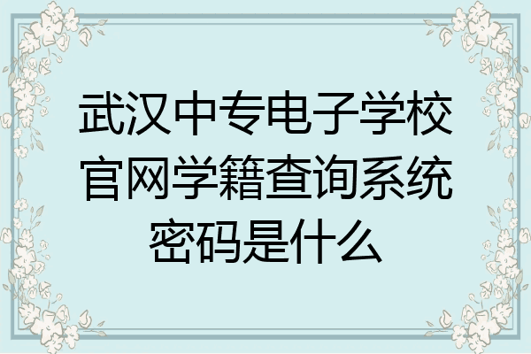 武汉中专电子学校官网学籍查询系统密码是什么