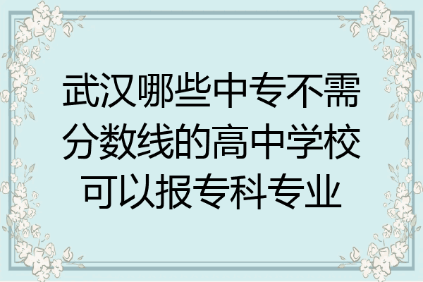 武汉哪些中专不需分数线的高中学校可以报专科专业
