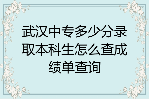 武汉中专多少分录取本科生怎么查成绩单查询