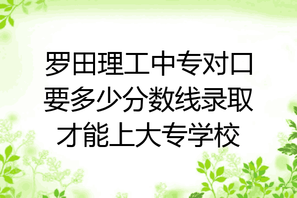 罗田理工中专对口要多少分数线录取才能上大专学校