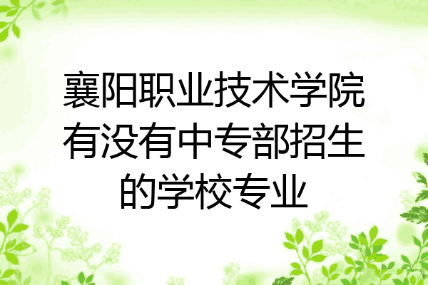 襄阳职业技术学院有没有中专部招生的学校专业