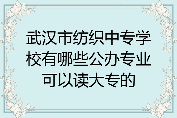 武汉市纺织中专学校有哪些公办专业可以读大专的