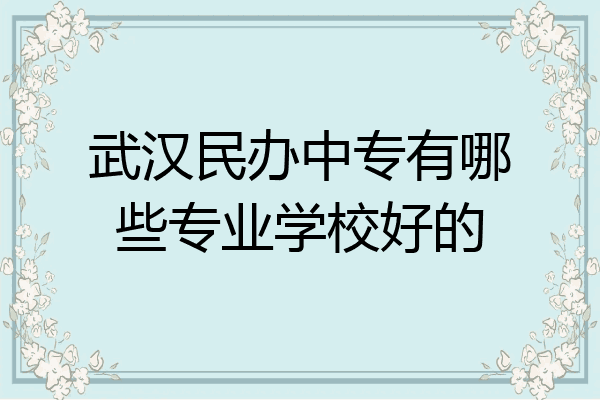 武汉民办中专有哪些专业学校好的