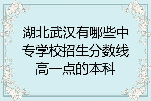 湖北武汉有哪些中专学校招生分数线高一点的本科