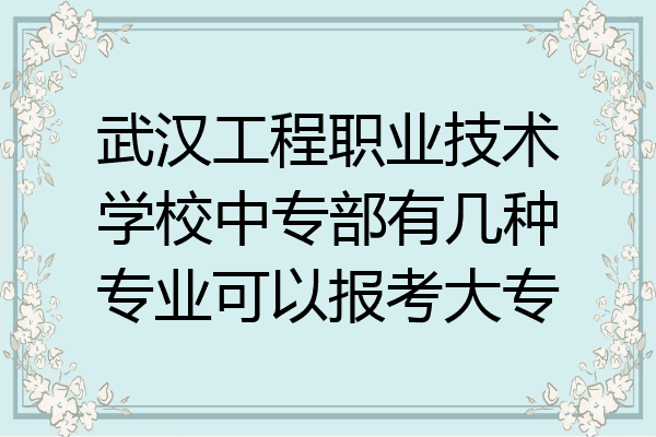 武汉工程职业技术学校中专部有几种专业可以报考大专