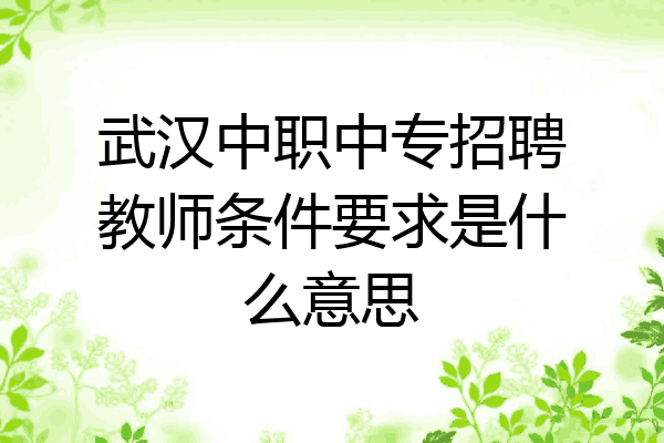 武汉中职中专招聘教师条件要求是什么意思