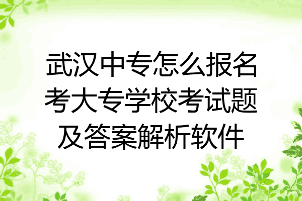 武汉中专怎么报名考大专学校考试题及答案解析软件