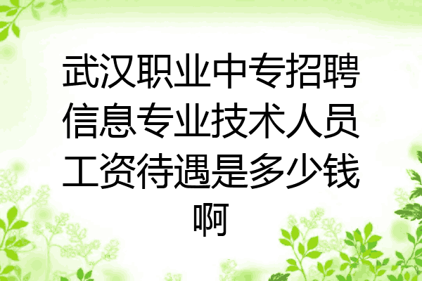 武汉职业中专招聘信息专业技术人员工资待遇是多少钱啊