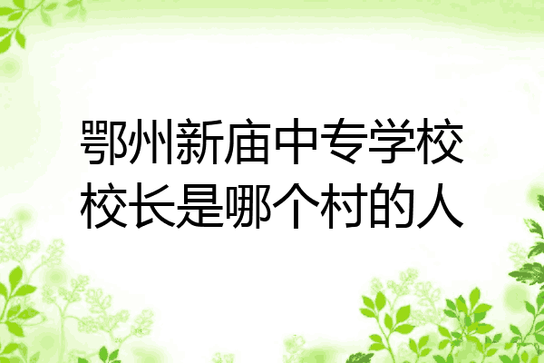 鄂州新庙中专学校校长是哪个村的人
