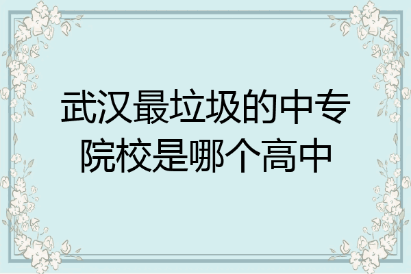 武汉最垃圾的中专院校是哪个高中
