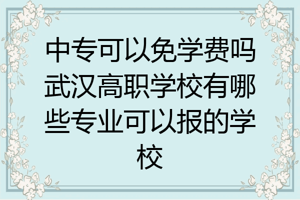中专可以免学费吗武汉高职学校有哪些专业可以报的学校
