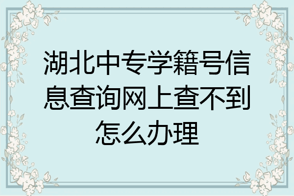 湖北中专学籍号信息查询网上查不到怎么办理
