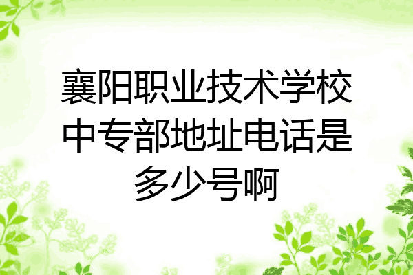 襄阳职业技术学校中专部地址电话是多少号啊