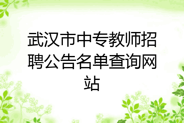 武汉市中专教师招聘公告名单查询网站