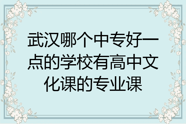 武汉哪个中专好一点的学校有高中文化课的专业课