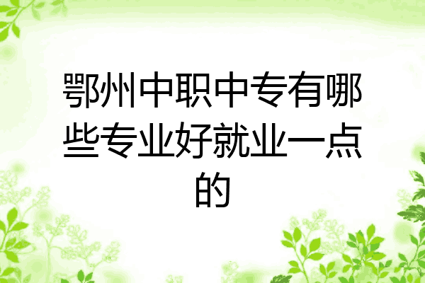 鄂州中职中专有哪些专业好就业一点的
