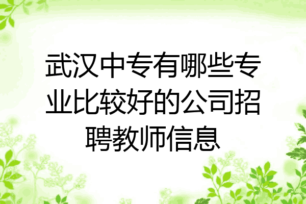 武汉中专有哪些专业比较好的公司招聘教师信息