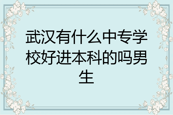 武汉有什么中专学校好进本科的吗男生