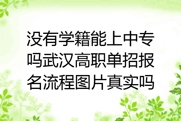 没有学籍能上中专吗武汉高职单招报名流程图片真实吗
